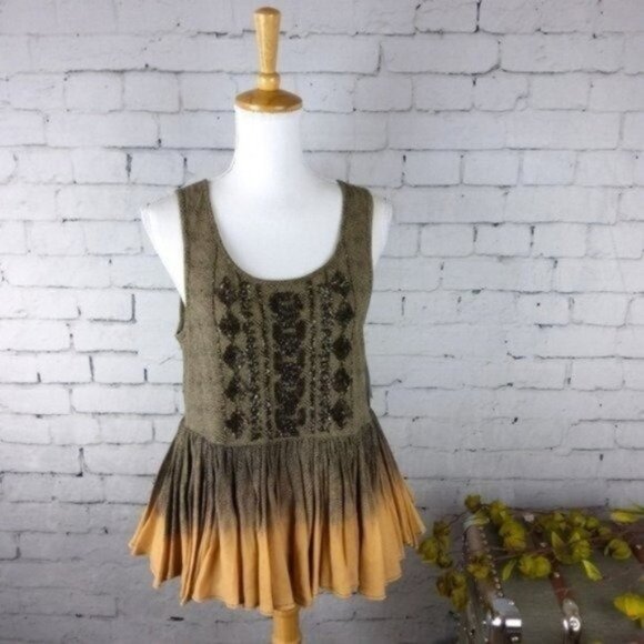 Anthropologie Akemi + Kin Beaded Peplum Top  Size Small - Picture 1 of 5